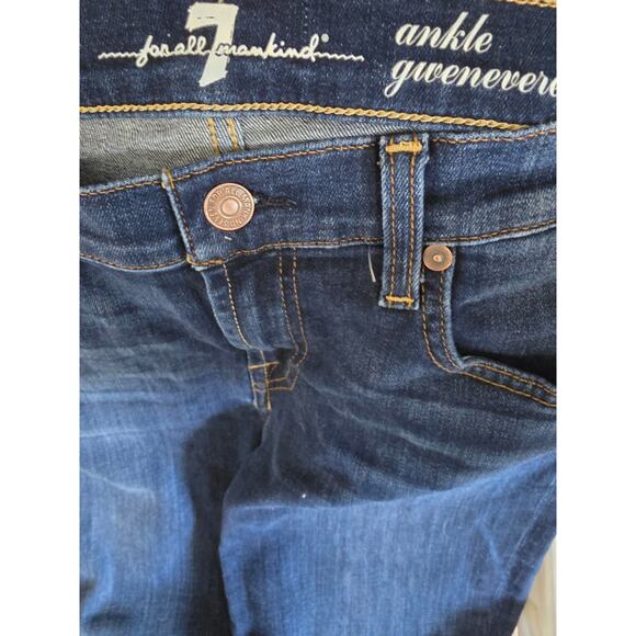 7 For All Mankind Gwenevere Ankle Jeans 30 Womens Skinny Mid Rise Dark Wash - Picture 5 of 7